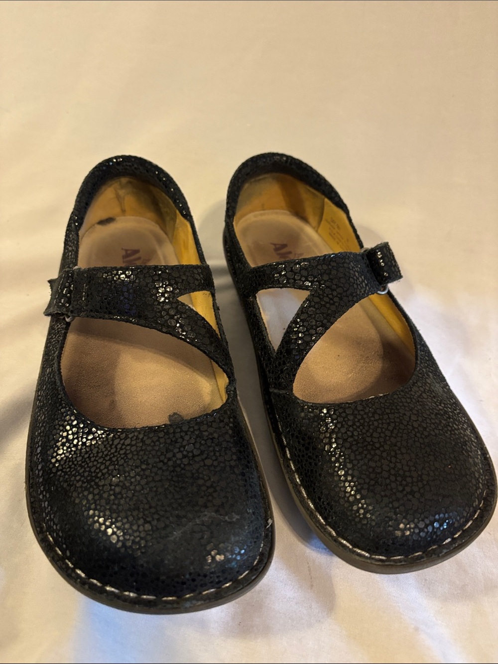 Alegria Black Mary Jane Mules with Textured Shine - Picture 3 of 7